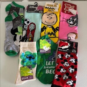 Assorted Character Crew Socks set of 8 pairs